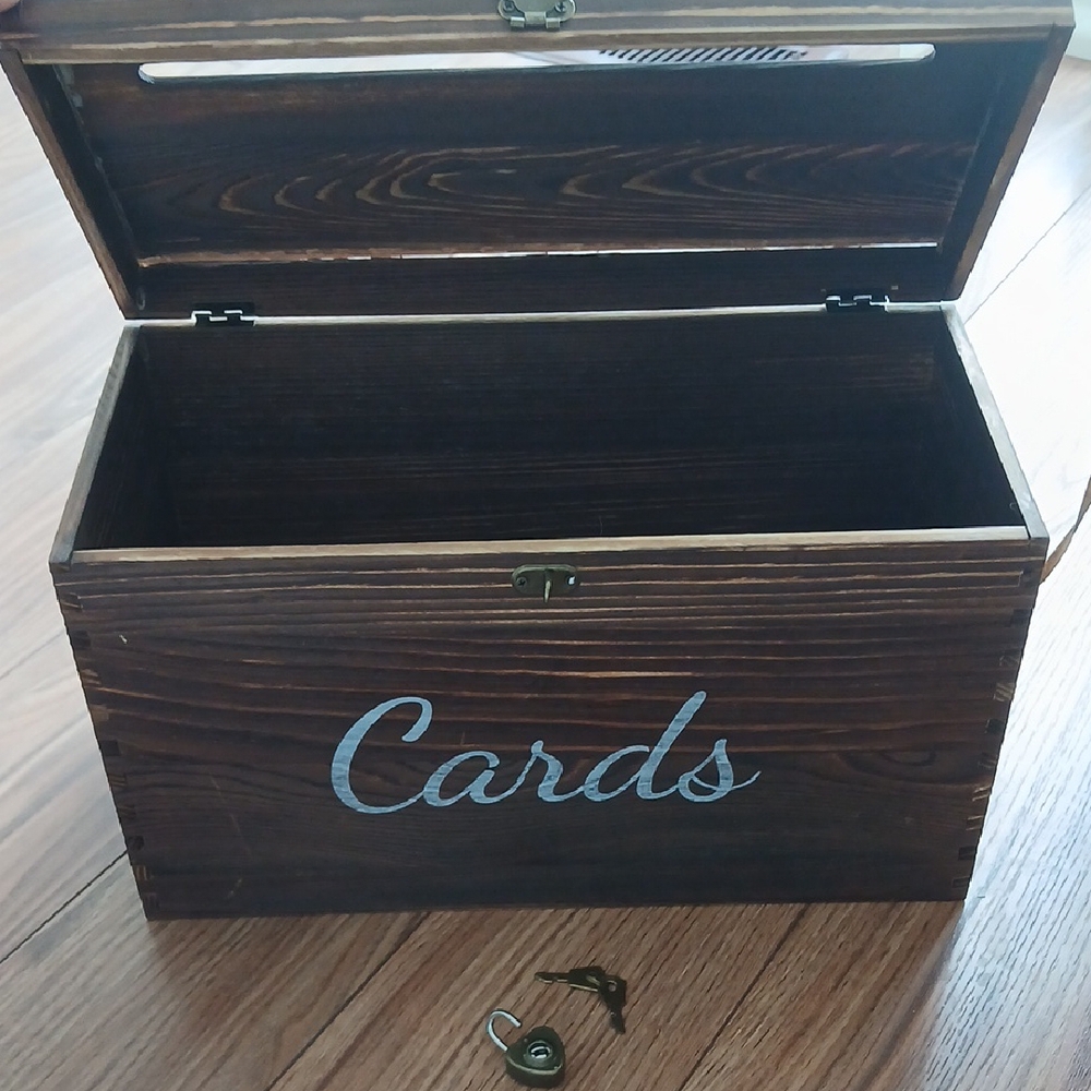 Wooden Card Box with Lock